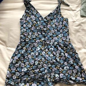 Blue Floral Shorts Romper/Jumpsuit